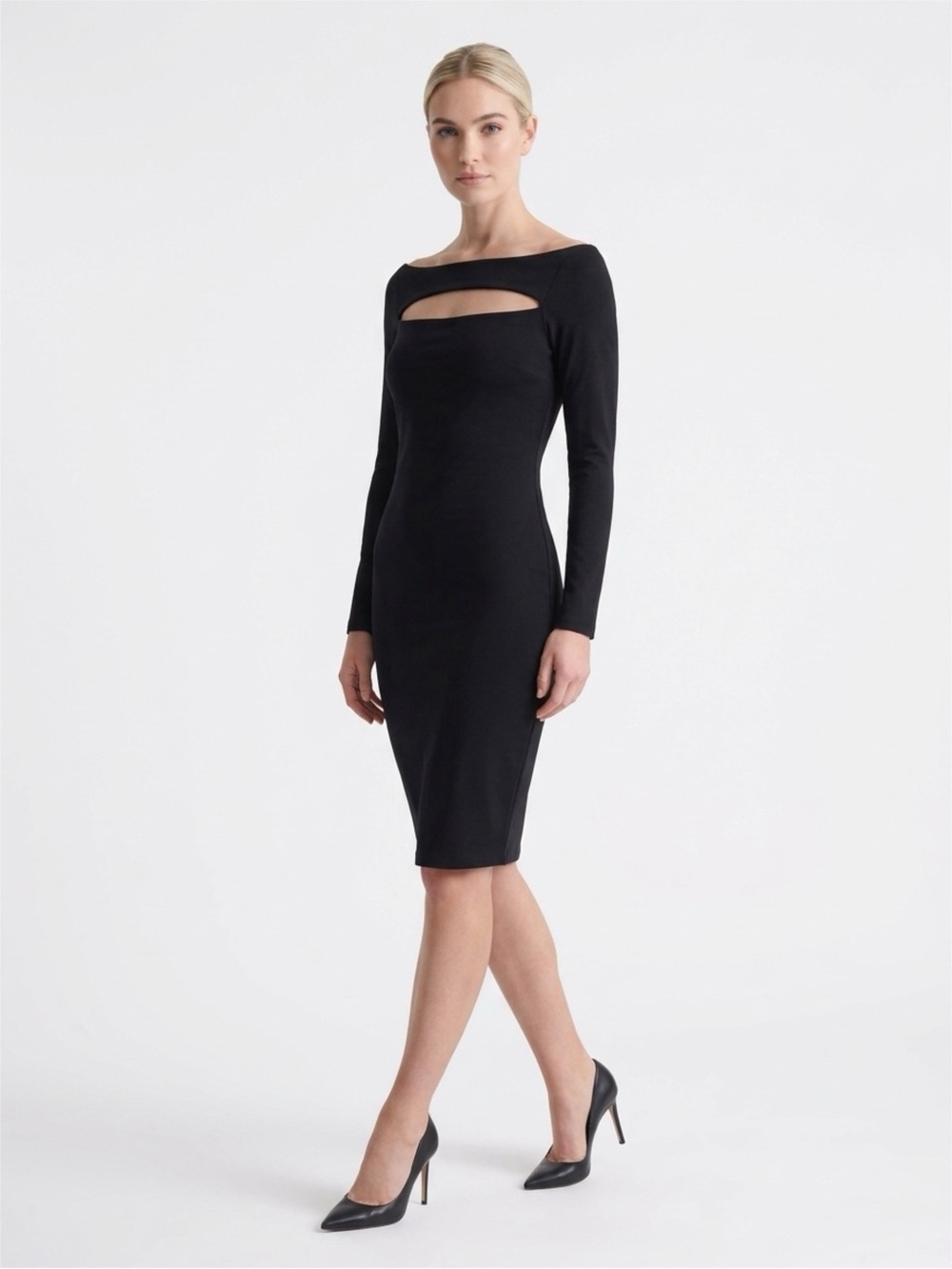 Susana Monaco Black Long-Sleeve Cutout Sheath Dress
